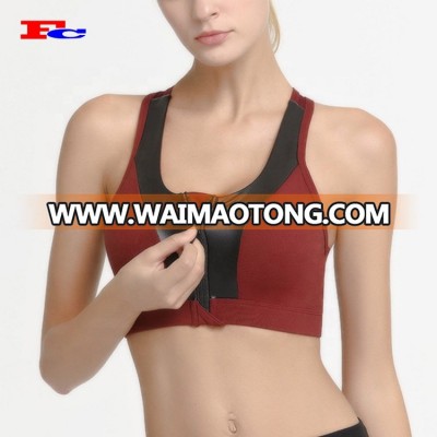 Shockproof Front Zip Up Hooded Sports Bra Fitness Cross Back Strappy Sport Tops Woman