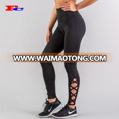 Foot Cross Design Nylon Spandex Leggings For Women Private Label Yoga Pants Fitness