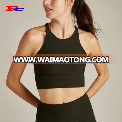 Private Label Cross Back Crop Top High Neck Women Sport Bra Wholesale