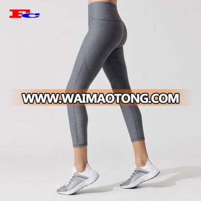 Solid Color Skin Tight Cropped Yoga Pants 4 Way Stretch Woman Leggings For Sports