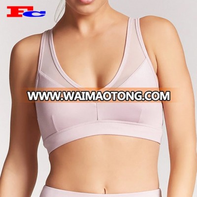 Wholesale Active Women Sports Bra Breathable Workout Clothing Mesh Panel Fitness Bra