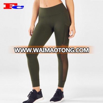 Custom Mesh Workout Leggings Side Pockets Yoga Pants Breathable Women GymTights